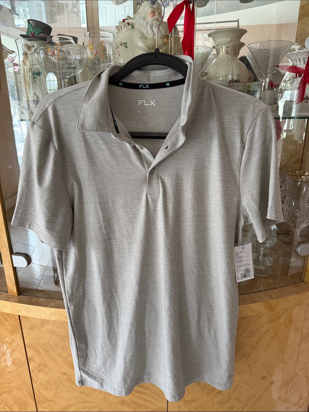 FLX Men's Light Gray Polo Shirt - Performance Short Sleeve